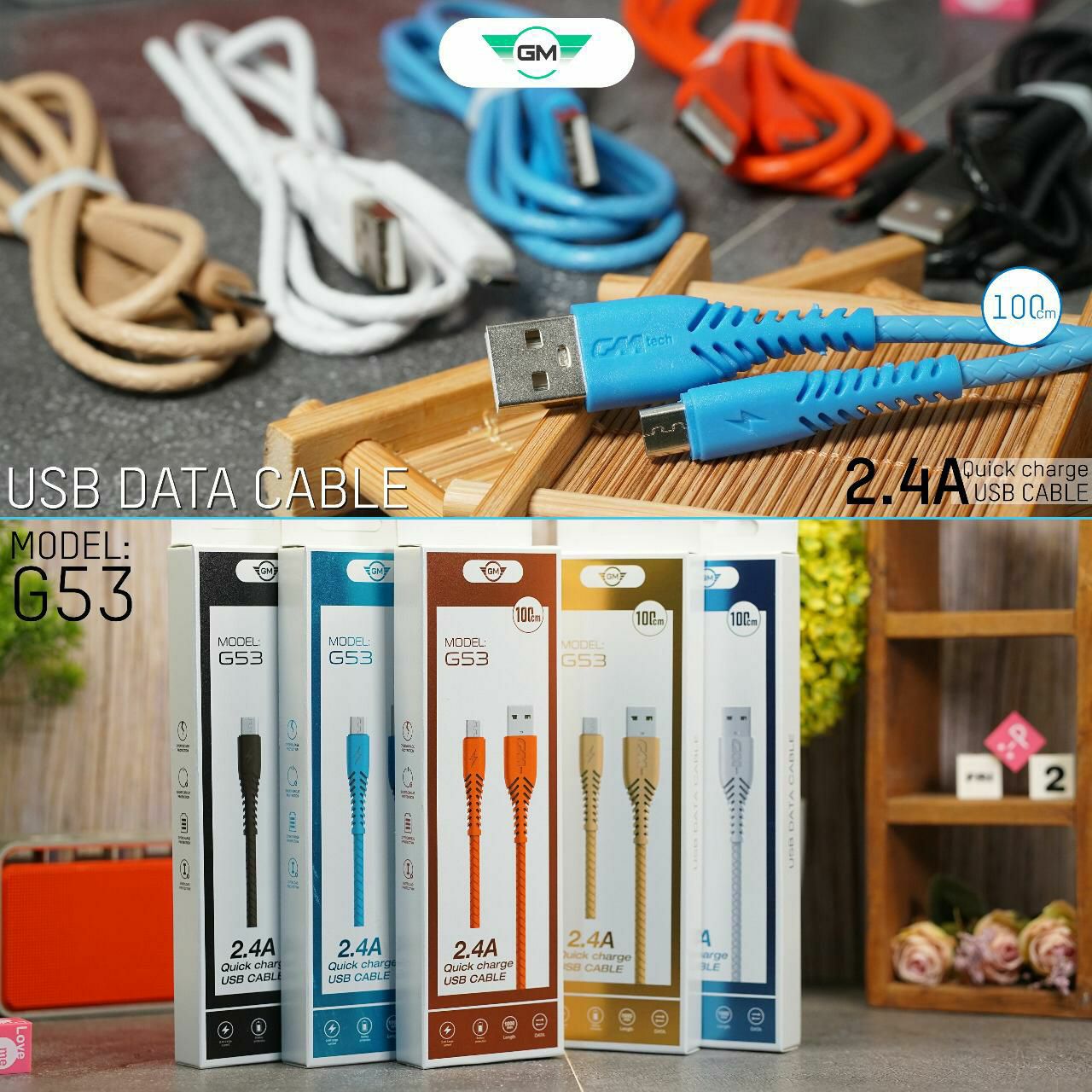KABEL DATA GM G53 2.4A  MICRO USB